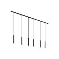 Modern sínrendszer 6 fekete függőlámpa foglalattal, 1 fázisú - Slimline Keno