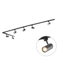 Modern sínrendszer 6 fekete spotlámpával, 1 fázisú, 300 cm - Iconic Jeana