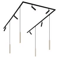 Modern sínrendszer 6 spotlámpával és 4 függőlámpa beépítéssel bézs és fekete színben, 1 fázisú - Slimline Uzzy Keno