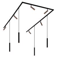Modern sínrendszer 6 spotlámpával és 4 függőlámpa sötét bronz 1 fázisú - Slimline Uzzy Keno