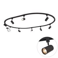 Modern sínrendszer 8 fekete spotlámpával, 1 fázisú, ovális, 200 cm - Iconic Jeana
