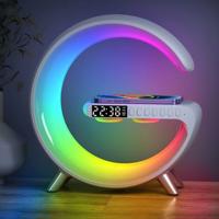 Multimédiás bluetooth hangszóró, vezeték nélküli QI töltőpad, RGB, LED relax lám