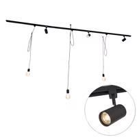 Okos sínrendszer fekete 3 reflektorral és függőlámpa 1 fázisú - Iconic Cavalux Jeana