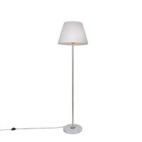 Retro állólámpa réz 45 cm-es rakott árnyalatú krémmel - Kaso