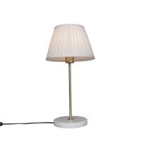 Retro asztali lámpa sárgaréz, rakott árnyalatú krémmel, 25 cm - Kaso
