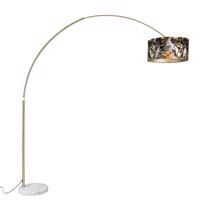 Réz íves lámpa virágmintás búrával 50 cm - XXL