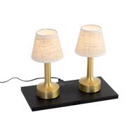 Set van 2 tafellampen goud met beige RGBW oplaadbaar - Elise