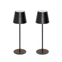 Set van 2 tafellampen zwart met dimmer en oplaadbaar - Murdock