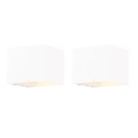 Set van 2 wandlampen wit incl. LED en touch dimmer oplaadbaar - Joris