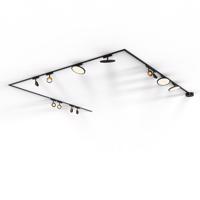 Sínrendszer 8 spotlámpával és 4 mennyezeti lámpával, fekete, 1 fázisú - Magnetic Lance Puk