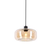 Smart hanglamp zwart met amber glas incl. Wifi A60 - Bizle