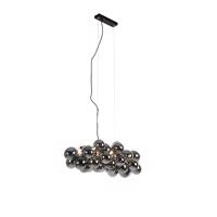 Smart hanglamp zwart met smoke glas 8-lichts incl. 8 Wifi G9 - Uvas