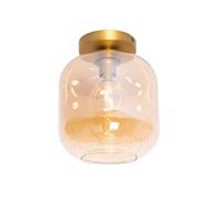 Smart plafondlamp messing en amber glas incl. Wifi G95 - Zuzanna
