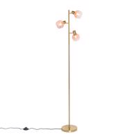 Smart vloerlamp goud met roze glas 3-lichts incl. 3 Wifi P45 - Vidro