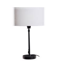 Tafellamp zwart met ovale linnen kap wit 35cm - Parte