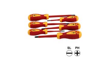 VDE szigetelt csavarhúzó készlet, 6 db, SL & PH, 1000V, IEC 60900 tanúsítvánnyal