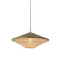 Vidéki stílusú függőlámpa zöld bársony és rattan 60 cm - Frills Can